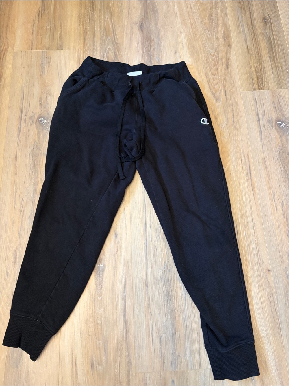 Champion women Black Jogger Sweatpants with White Logo